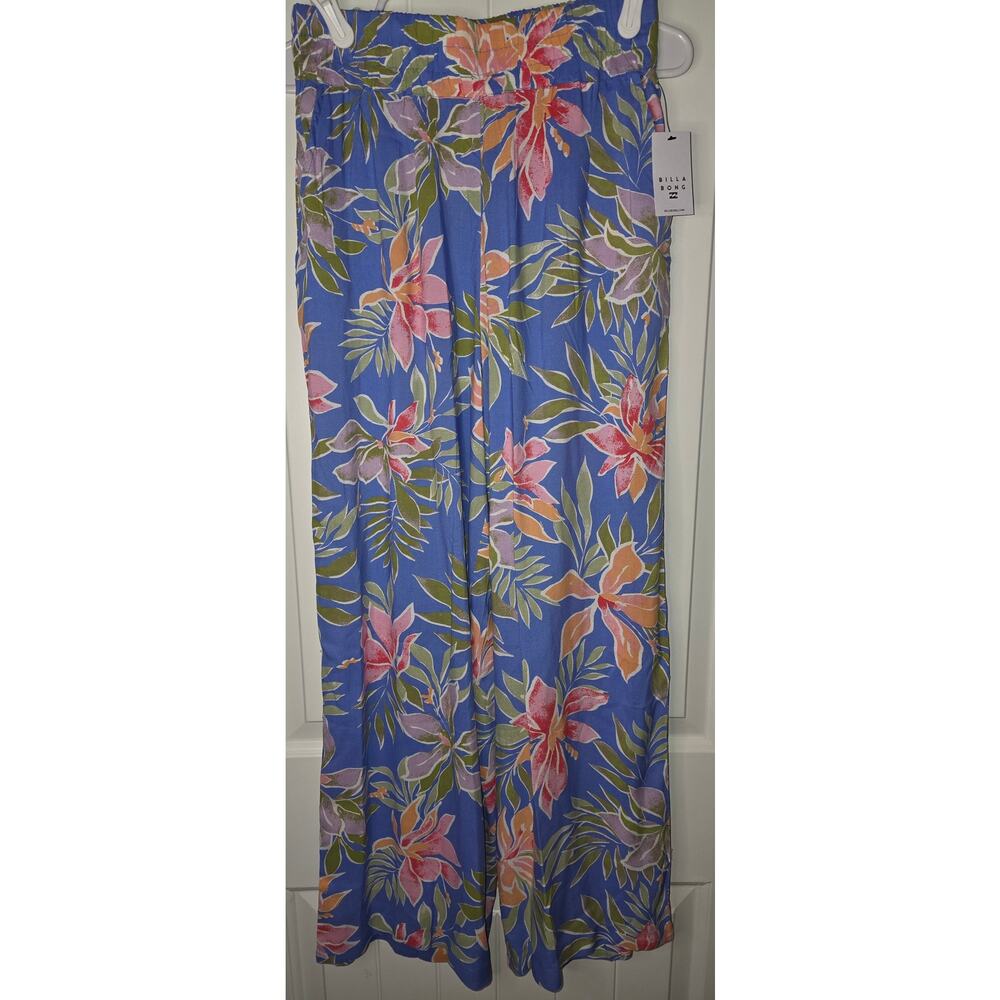 Billabong Seaside Beach Pants vibrant floral print elastic waistband NWT Small